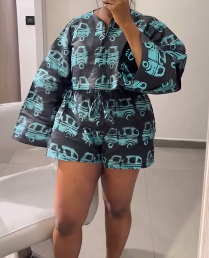 Printed top and stylish shorts 2pc set