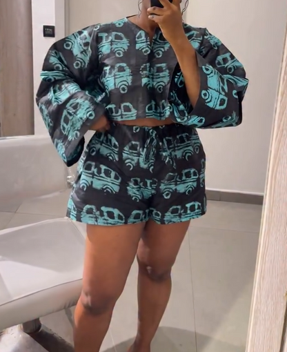Printed top and stylish shorts 2pc set