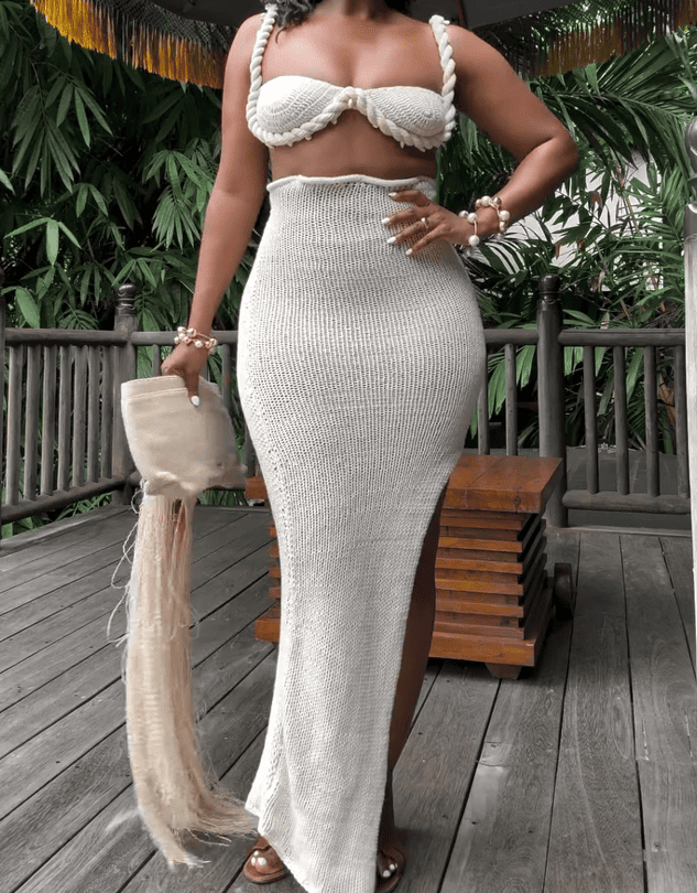 The Beige Crochet Two Piece