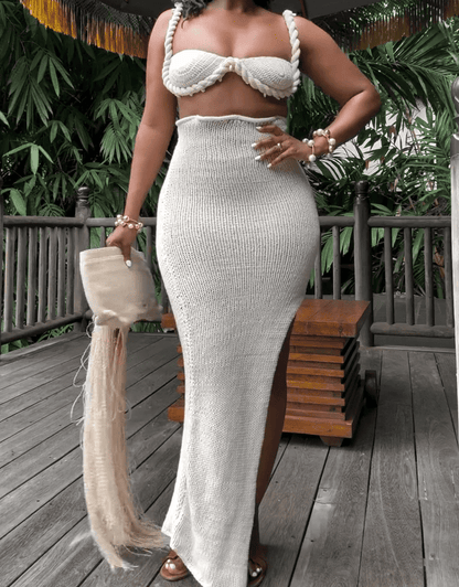 The Beige Crochet Two Piece