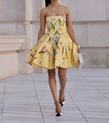 Yellow Bustier Mini Dress
