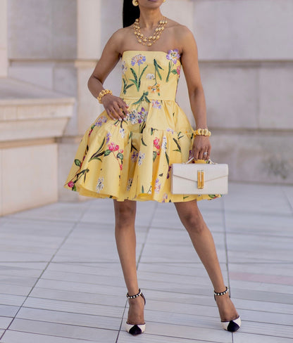 Yellow Bustier Mini Dress