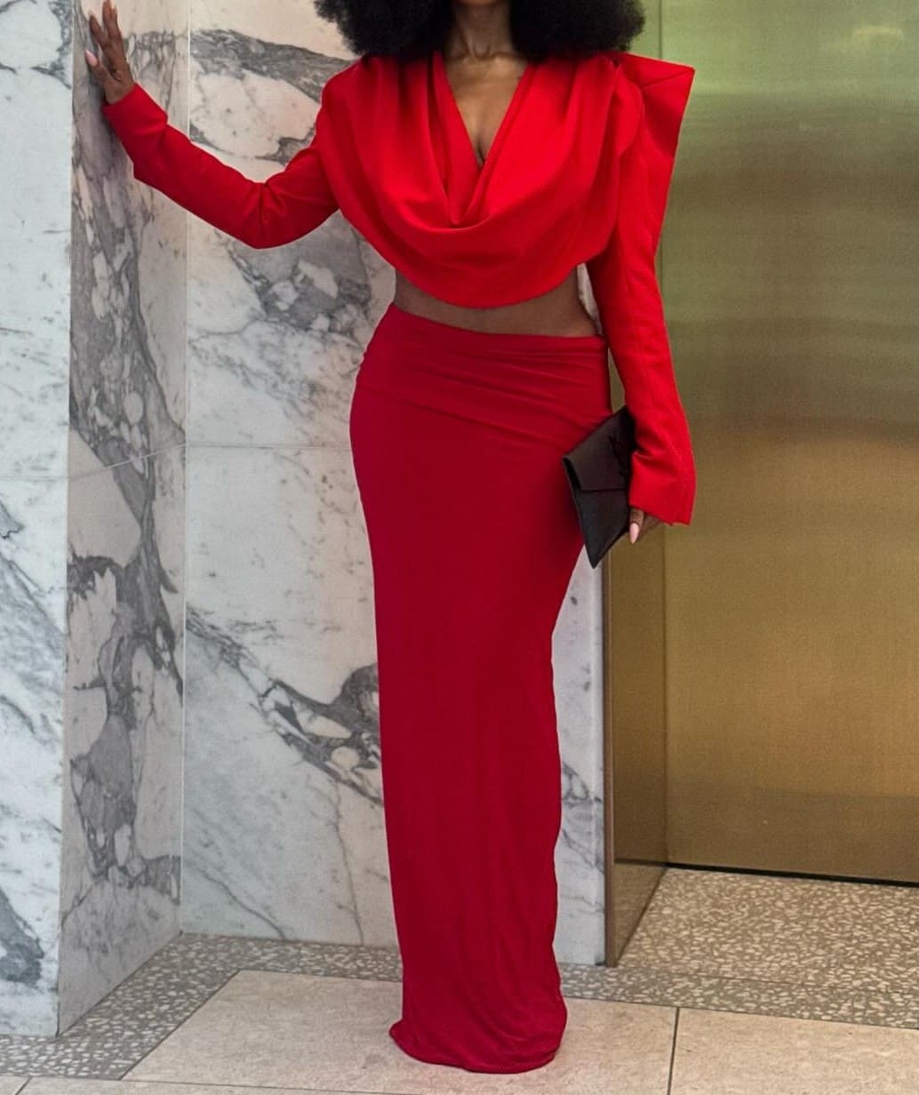 Red Shoulder Pad Retro Suit