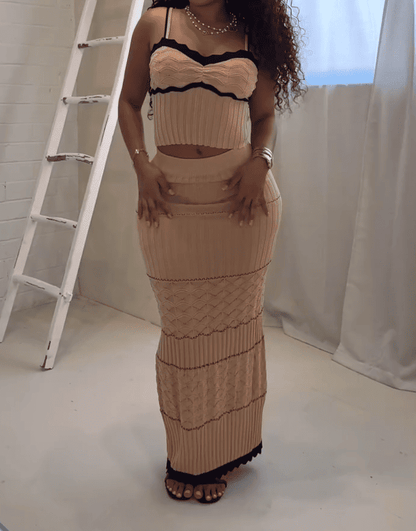 Rib Knit Tank Top & Skirt SET