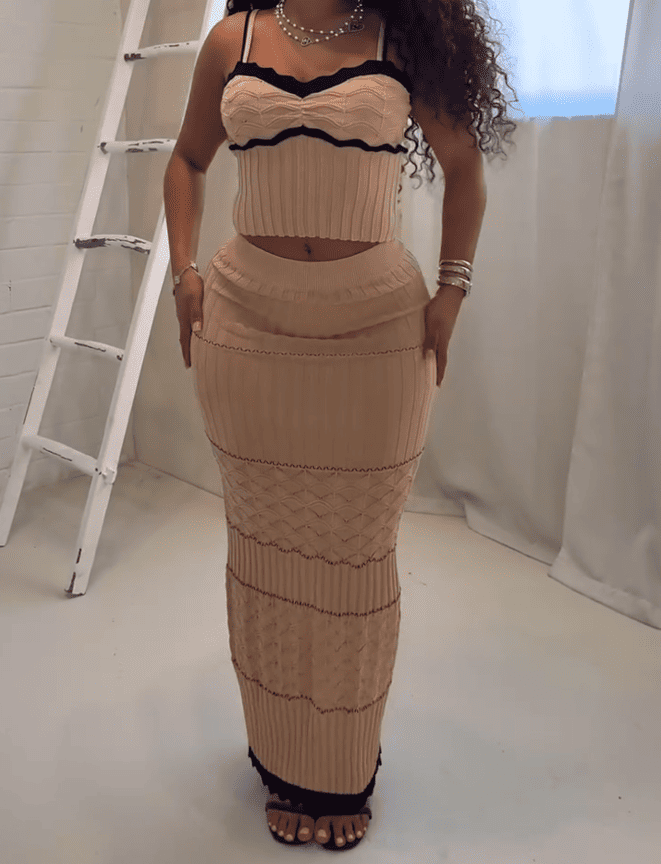 Rib Knit Tank Top & Skirt SET