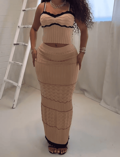 Rib Knit Tank Top & Skirt SET