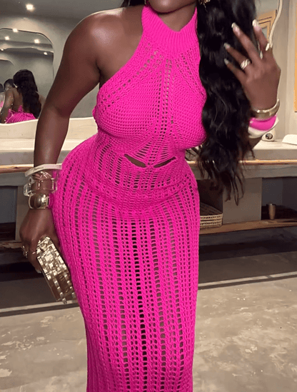 Rose Knit Cutout Maxi Dress