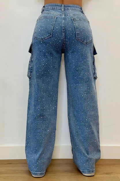 Rhinestone Cargo Jeans