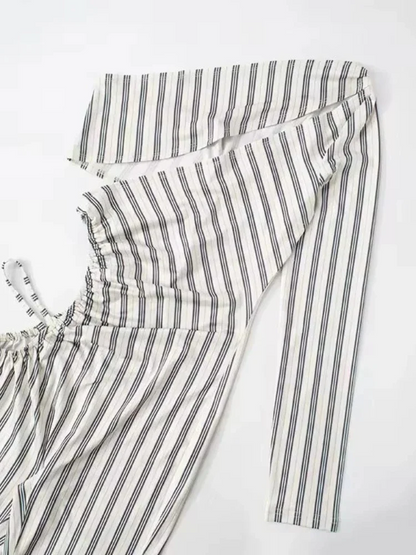 Striped Print Cutout Jumpsuit