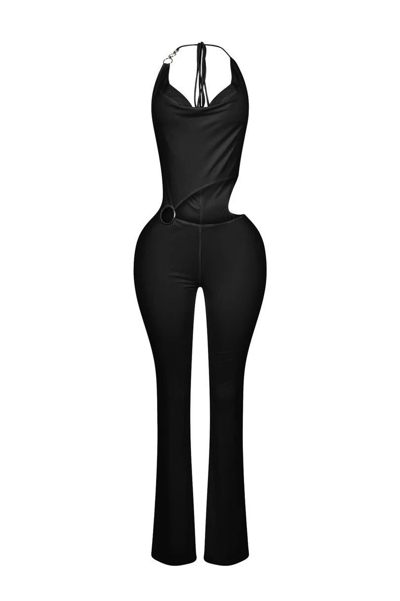 Fashion O Ring Cut Out Detail Jumpsuit