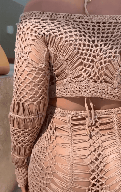 Sand Dunes Long Sleeve Top and Maxi Skirt Set Beach