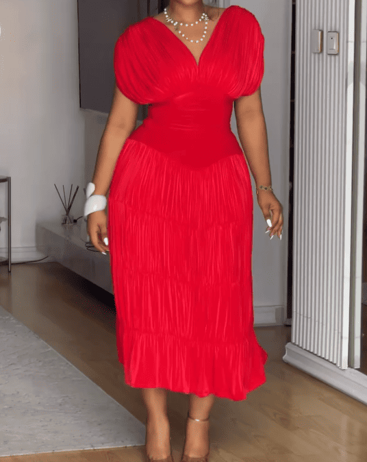 Red Silk Chiffon Dress