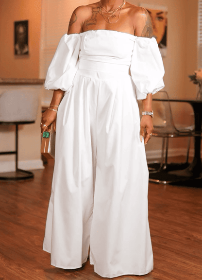 White chest-wrapped jumpsuit