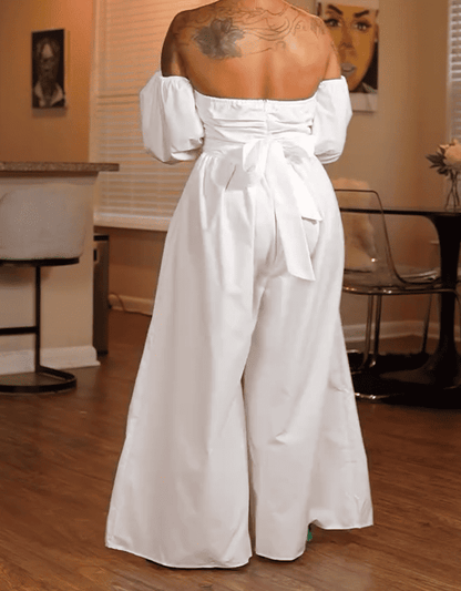 White chest-wrapped jumpsuit