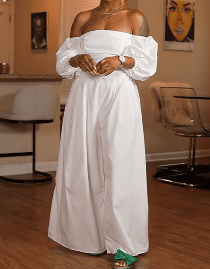 White chest-wrapped jumpsuit