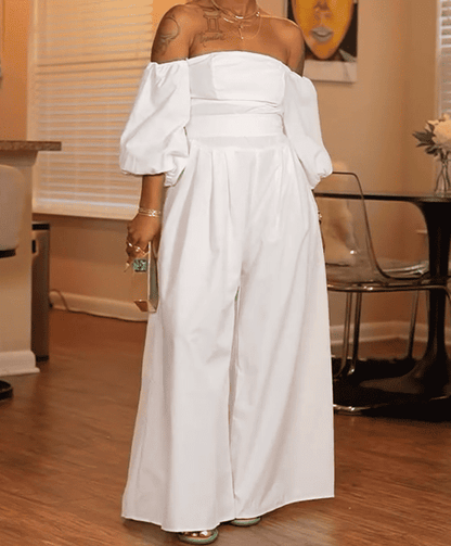 White chest-wrapped jumpsuit