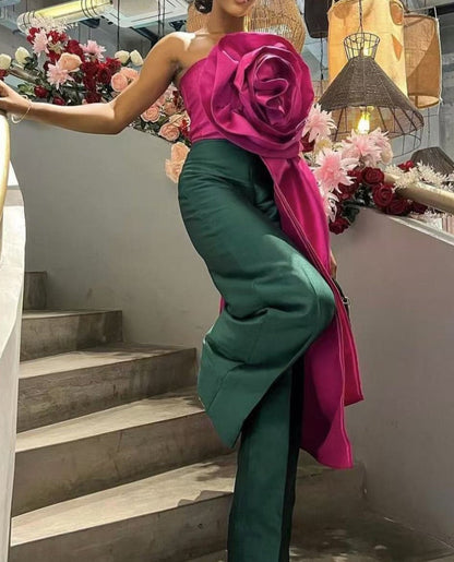 3D Flower Ribbon Tube Top