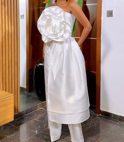 3D Flower Ribbon Tube Top