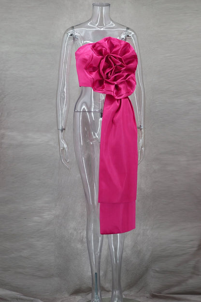 3D Flower Ribbon Tube Top
