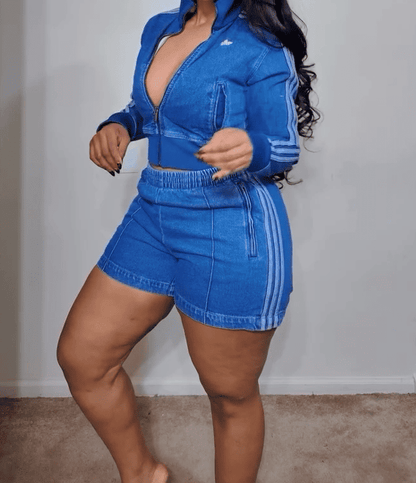 （⏰Limited time offer）Denim jacket + shorts set
