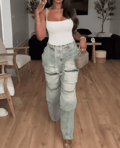 Denim Cargo Jeans
