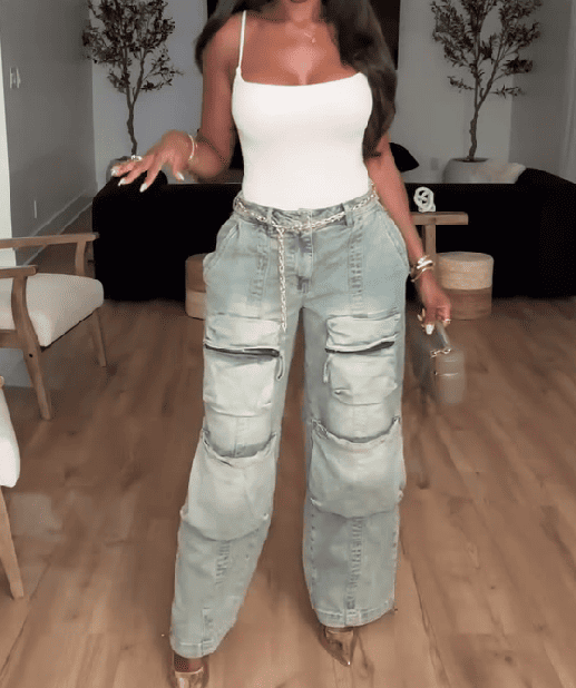 Denim Cargo Jeans