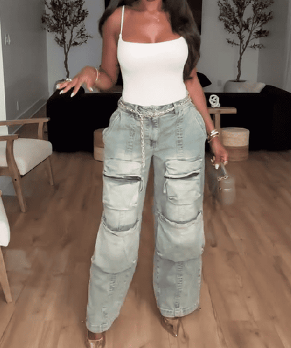 Denim Cargo Jeans