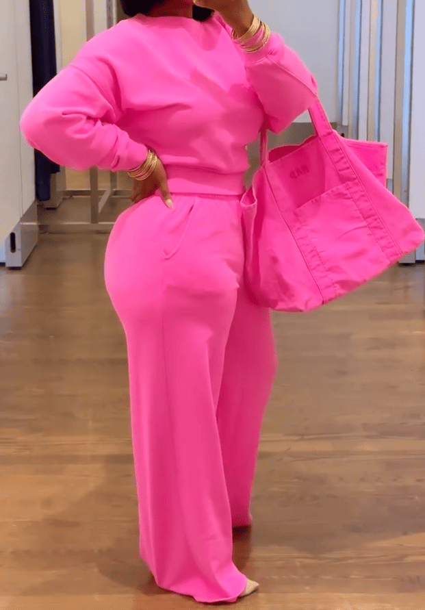 Two-piece velour tracksuit set