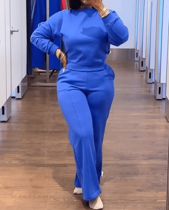 Two-piece velour tracksuit set
