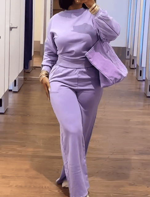 Two-piece velour tracksuit set