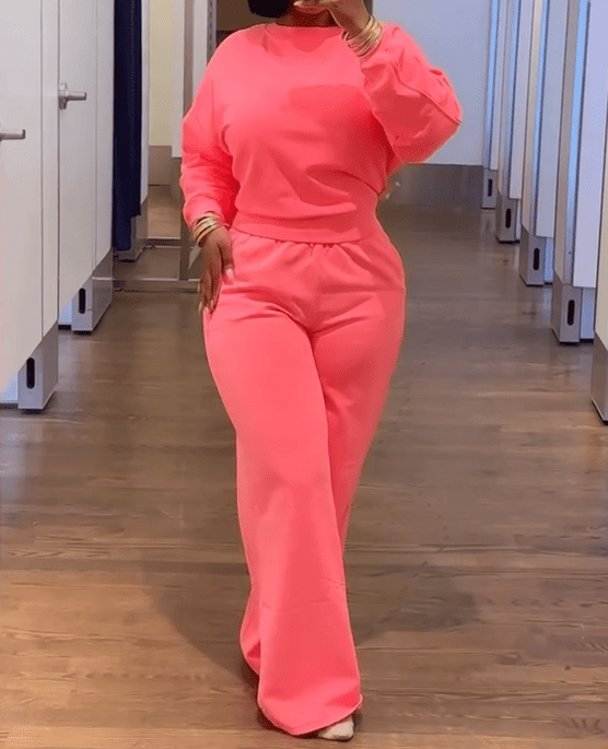 Two-piece velour tracksuit set