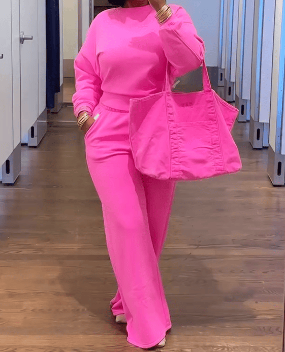 Two-piece velour tracksuit set