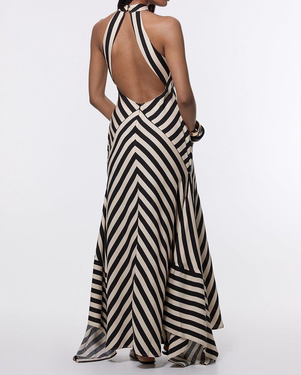 Zebra - Print Halter - neck Maxi Dress