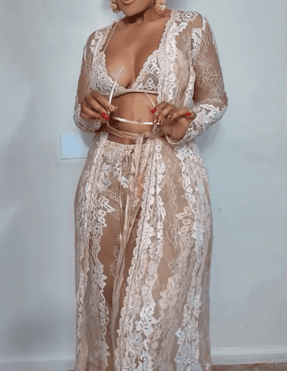 White Lace and Tulle 3-Piece Set