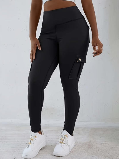Women's High-Waisted Pocket Cargo Fitness Pants