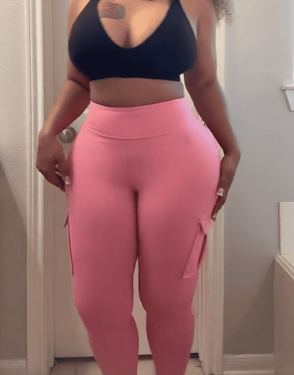 Women's High-Waisted Pocket Cargo Fitness Pants