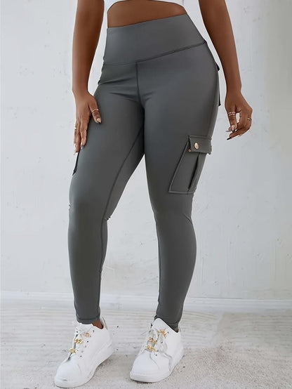 Women's High-Waisted Pocket Cargo Fitness Pants