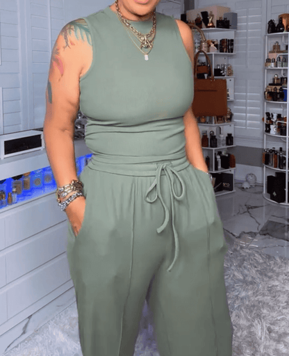 Women's Summer 2-Piece Outfits - Ribbed Knit