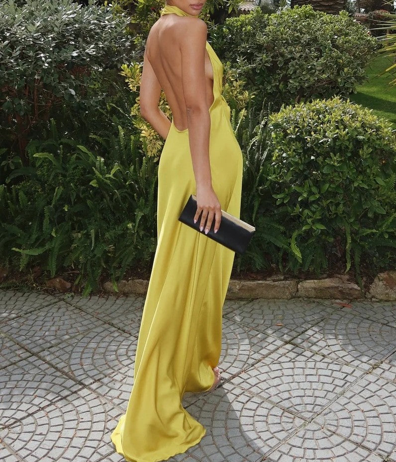 Satin Dress in Kiwi