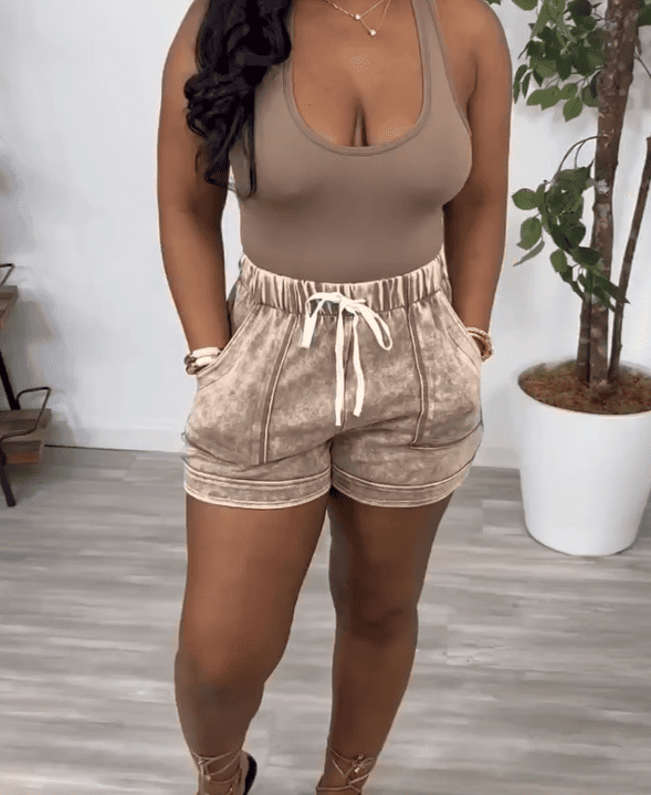 Acid Wash High Waist Shorts