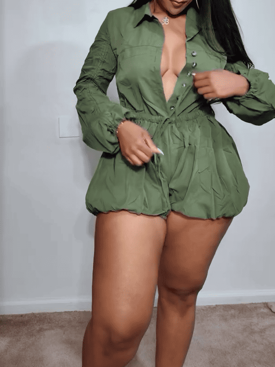 Chic Solid Color Tooling Romper