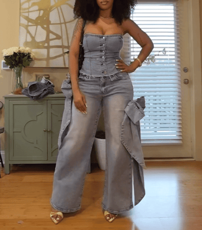 Washed Bow Jeans