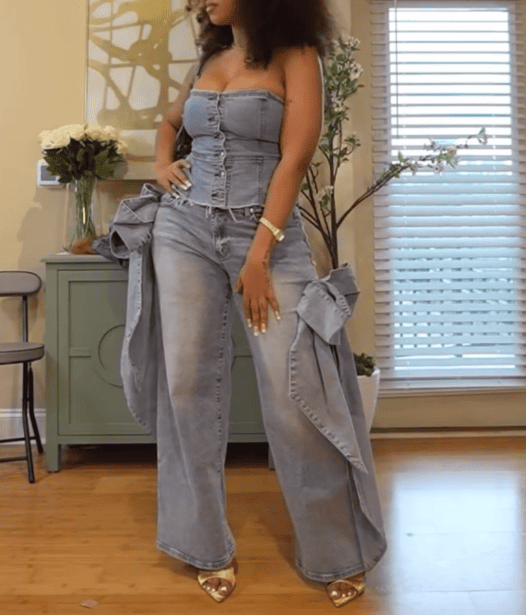 Washed Bow Jeans
