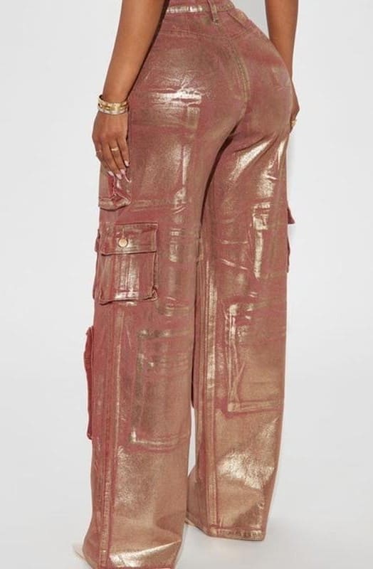 Time To Shine Foil Baggy Cargo Jeans