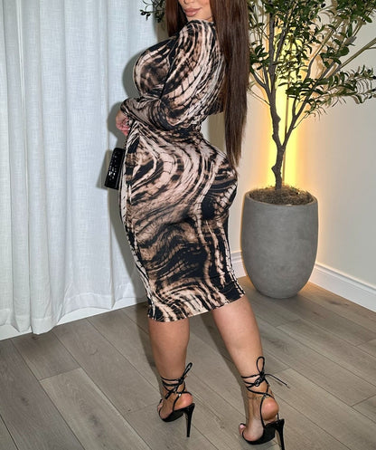 High-end fashion v-neck slim dress