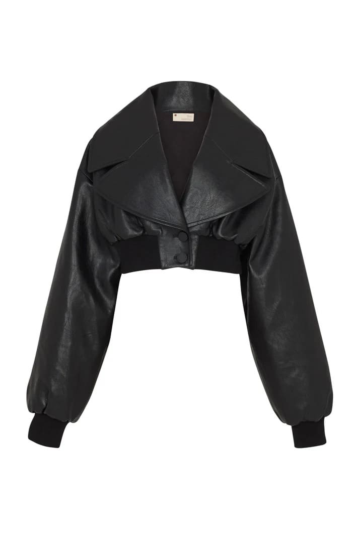 【🔥🔥Free Shipping】Faux Leather Bomber & Diagonal Pleated Skirt