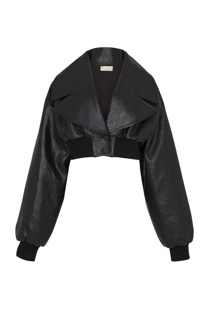 【🔥🔥Free Shipping】Faux Leather Bomber & Diagonal Pleated Skirt