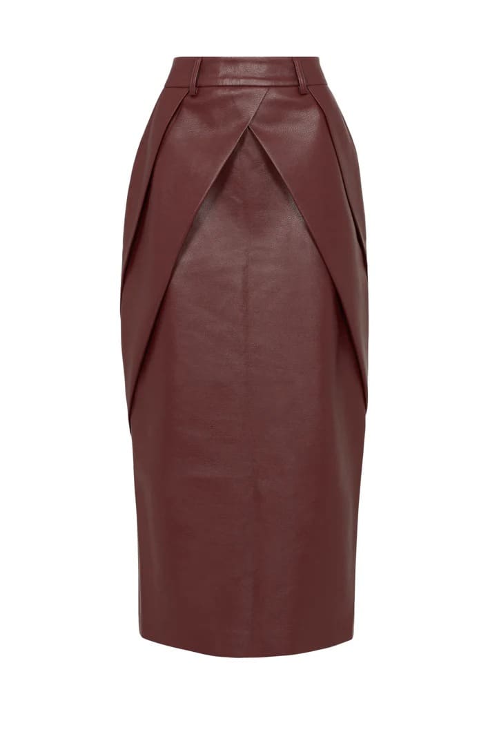 【🔥🔥Free Shipping】Faux Leather Bomber & Diagonal Pleated Skirt