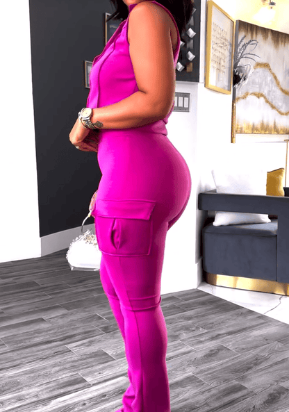Sleeveless top and stretch pants 2pc set