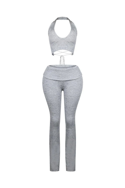 Riptide Ribbed Knit Halter Top & Pants Set